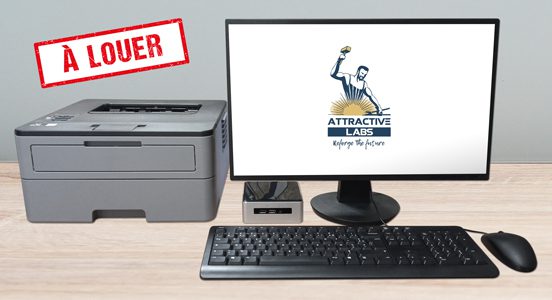 Location ordinateur, écran et imprimante avec clavier et souris